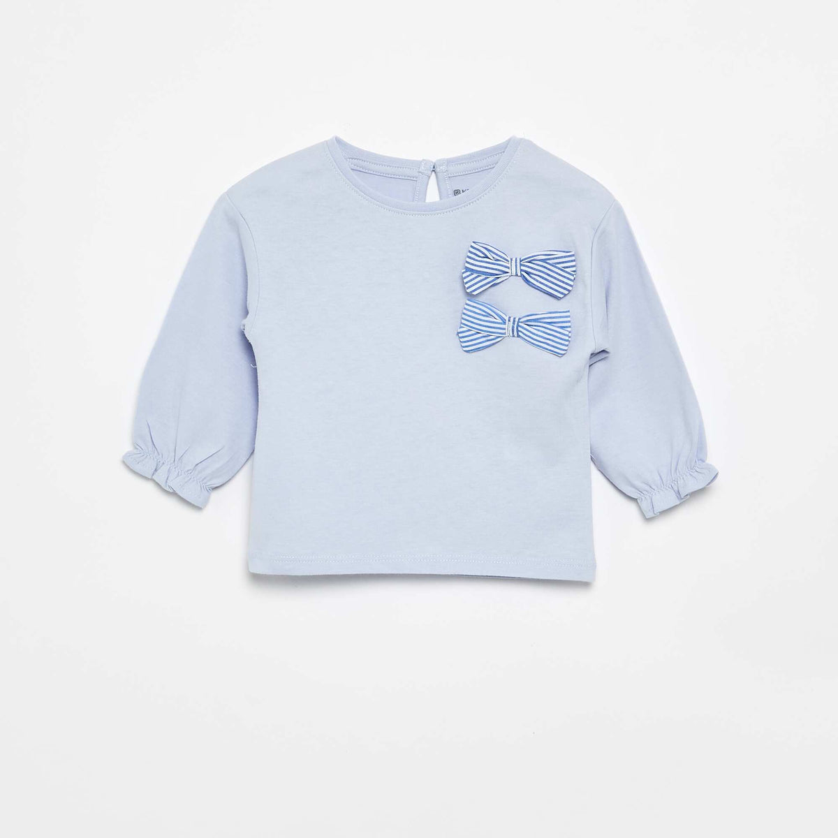 T-shirt avec nœuds décoratifs manches longues BLEU