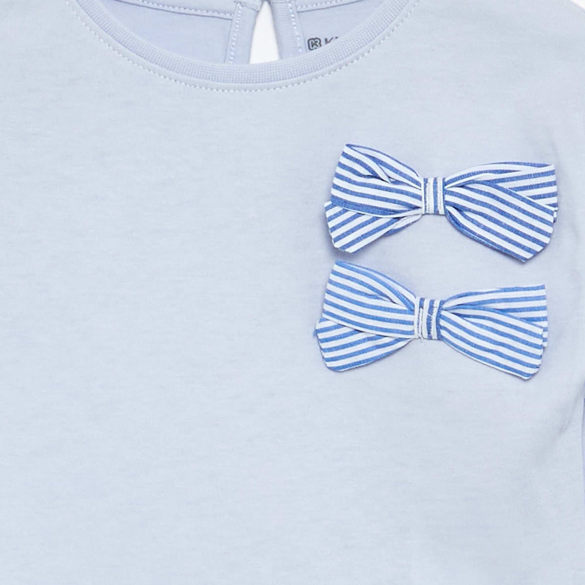 T-shirt avec nœuds décoratifs manches longues BLEU