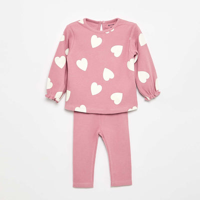 Ensemble 2 pièces - T-shirt à manches longues + legging ROSE