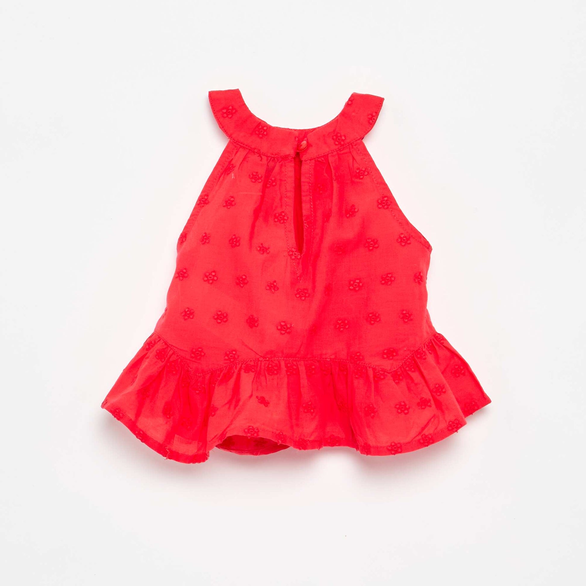 Ensemble blouse sans manches + short ROUGE