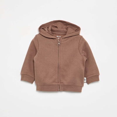 Sweat-shirt zippé à capuche MARRON