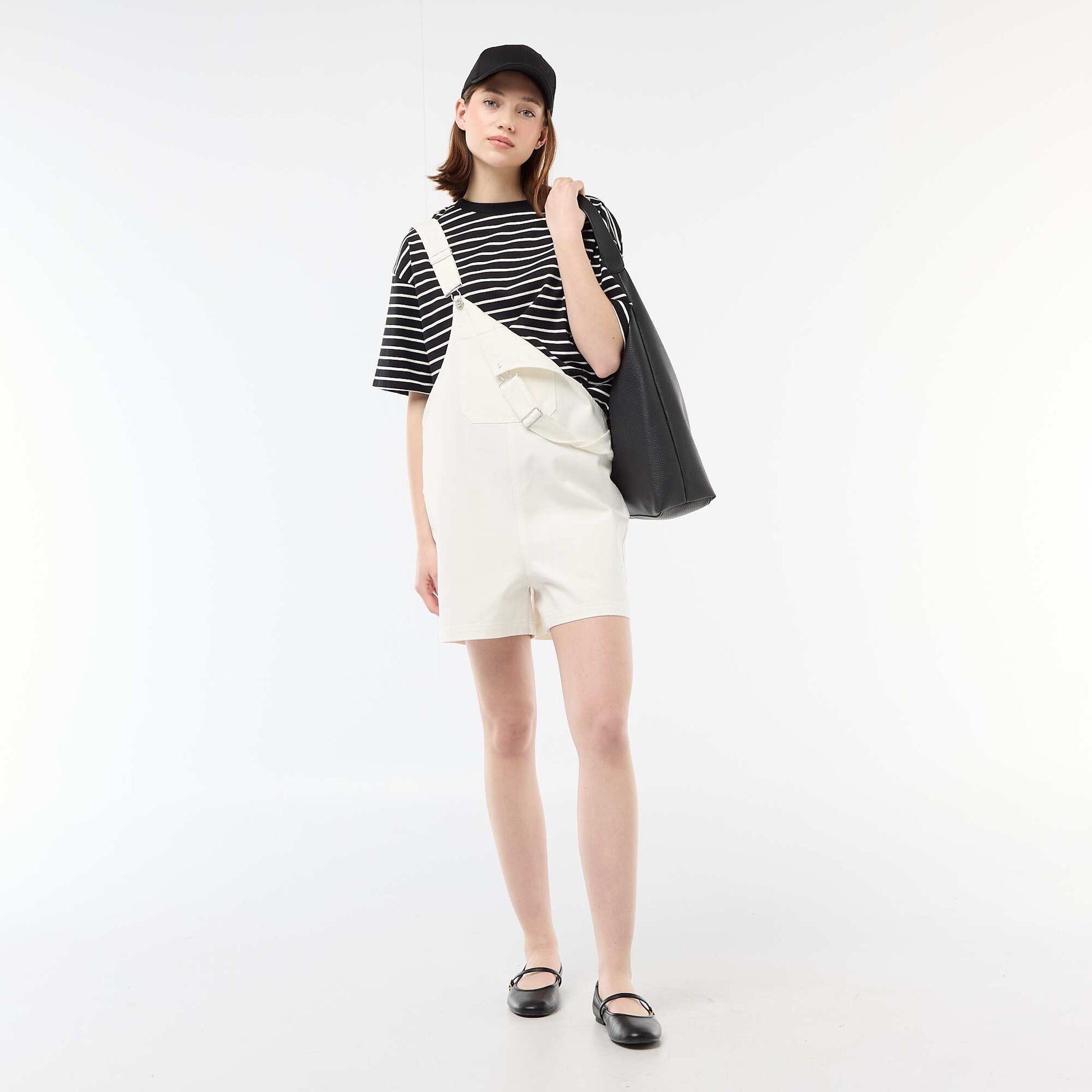 Salopette short oversize BLANC