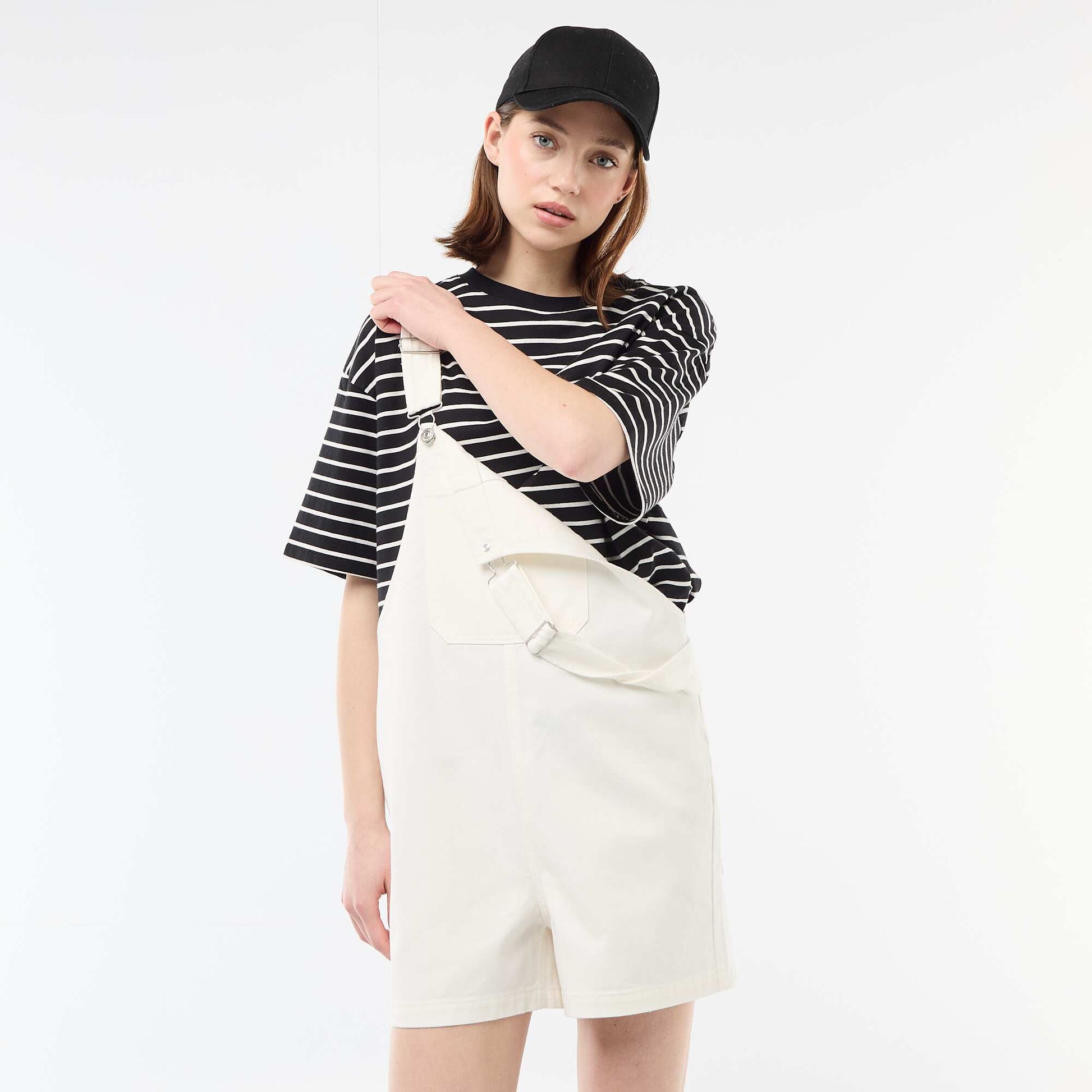 Salopette short oversize BLANC