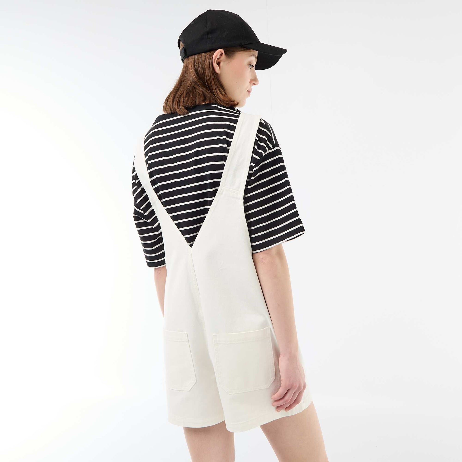 Salopette short oversize BLANC
