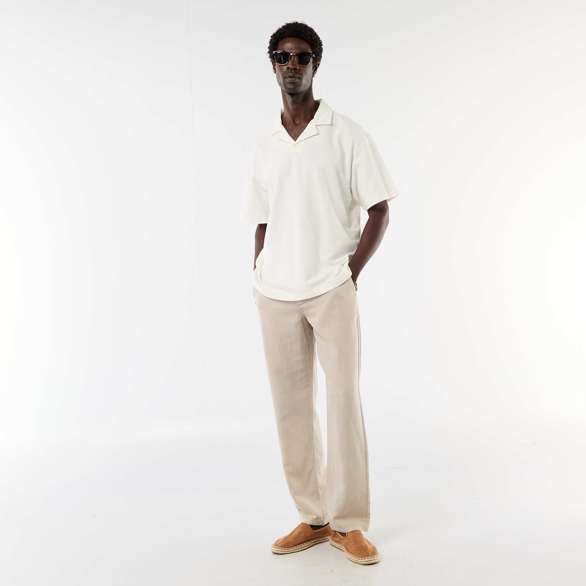 Polo en maille à manches courtes BLANC