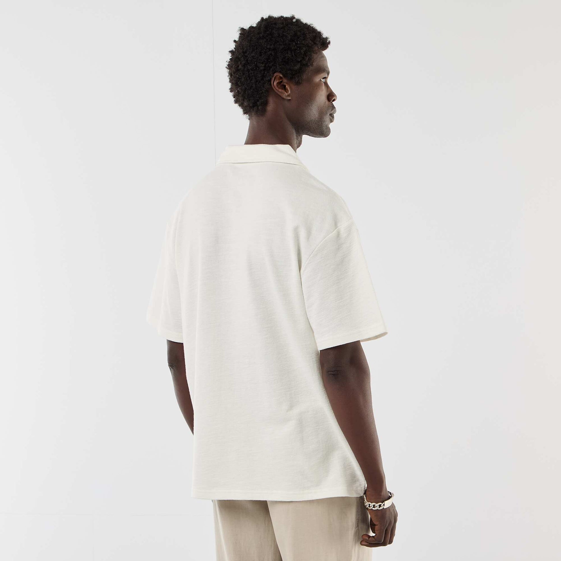 Polo en maille à manches courtes BLANC