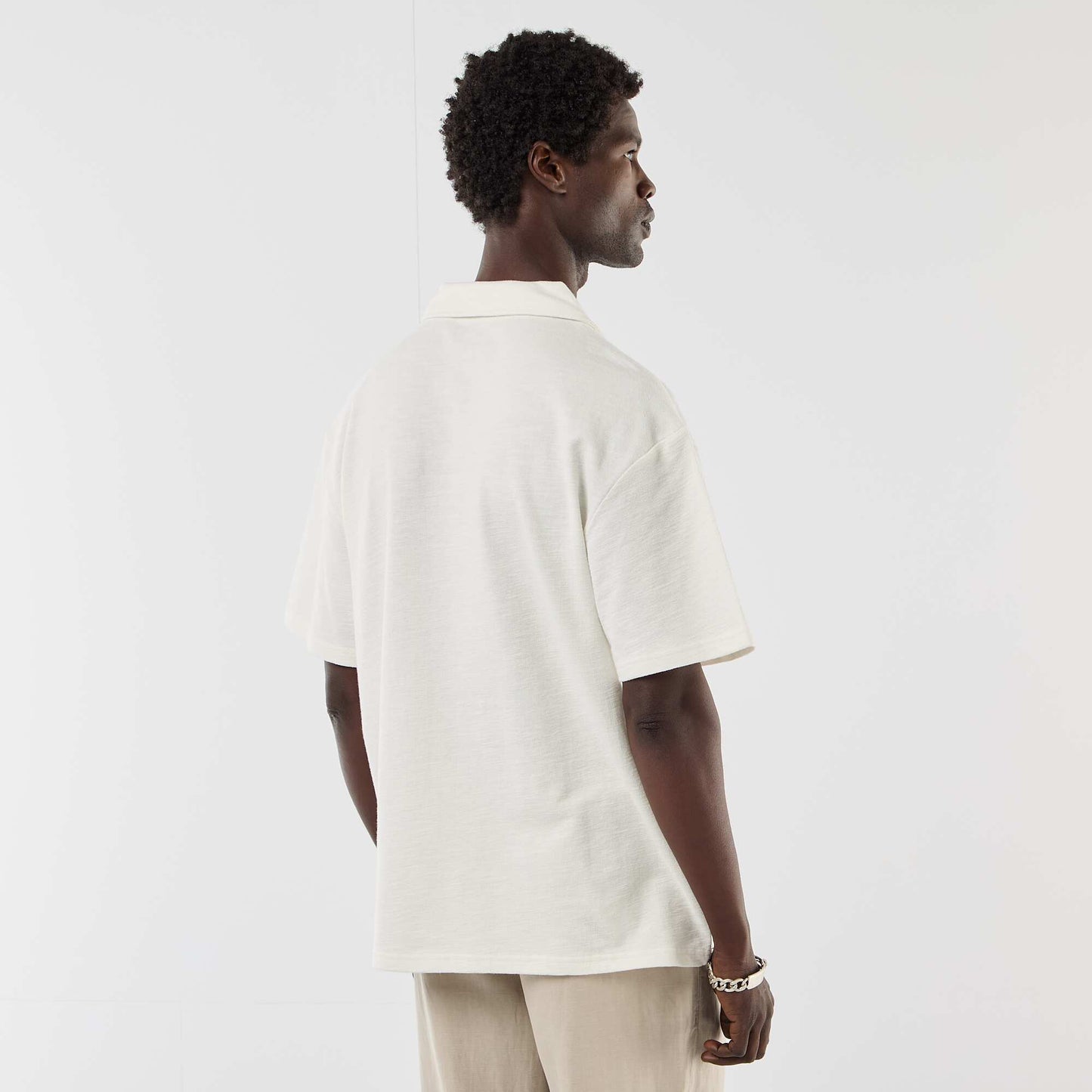Polo en maille à manches courtes BLANC