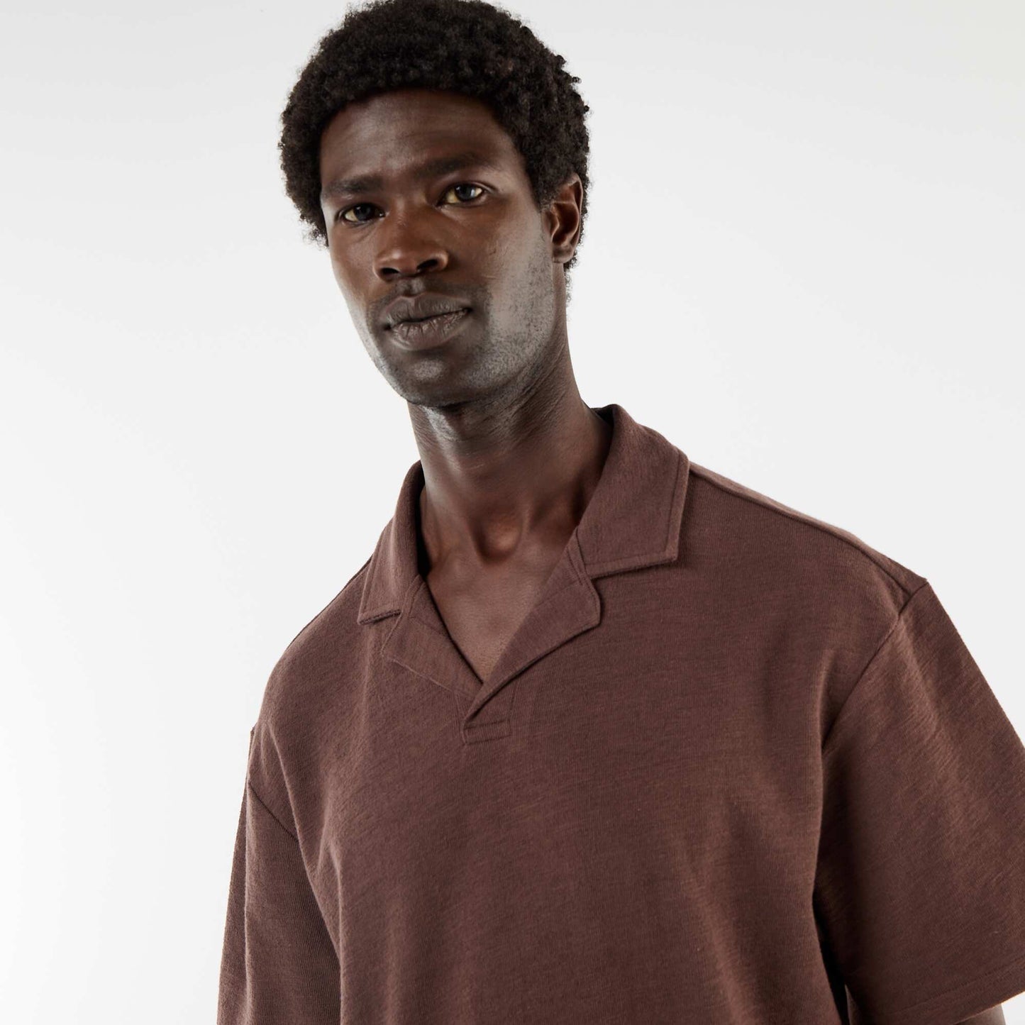 Polo en maille à manches courtes MARRON