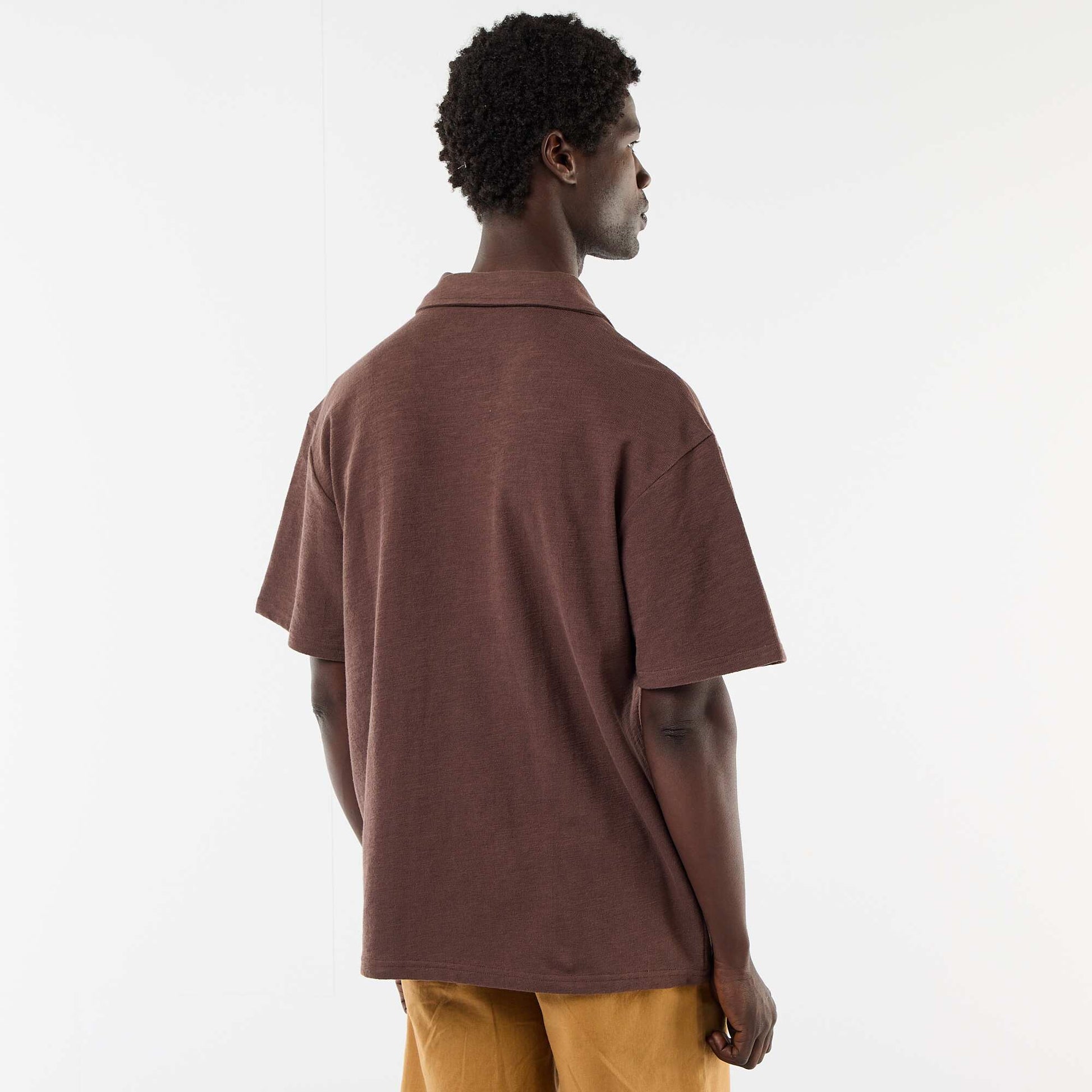 Polo en maille à manches courtes MARRON