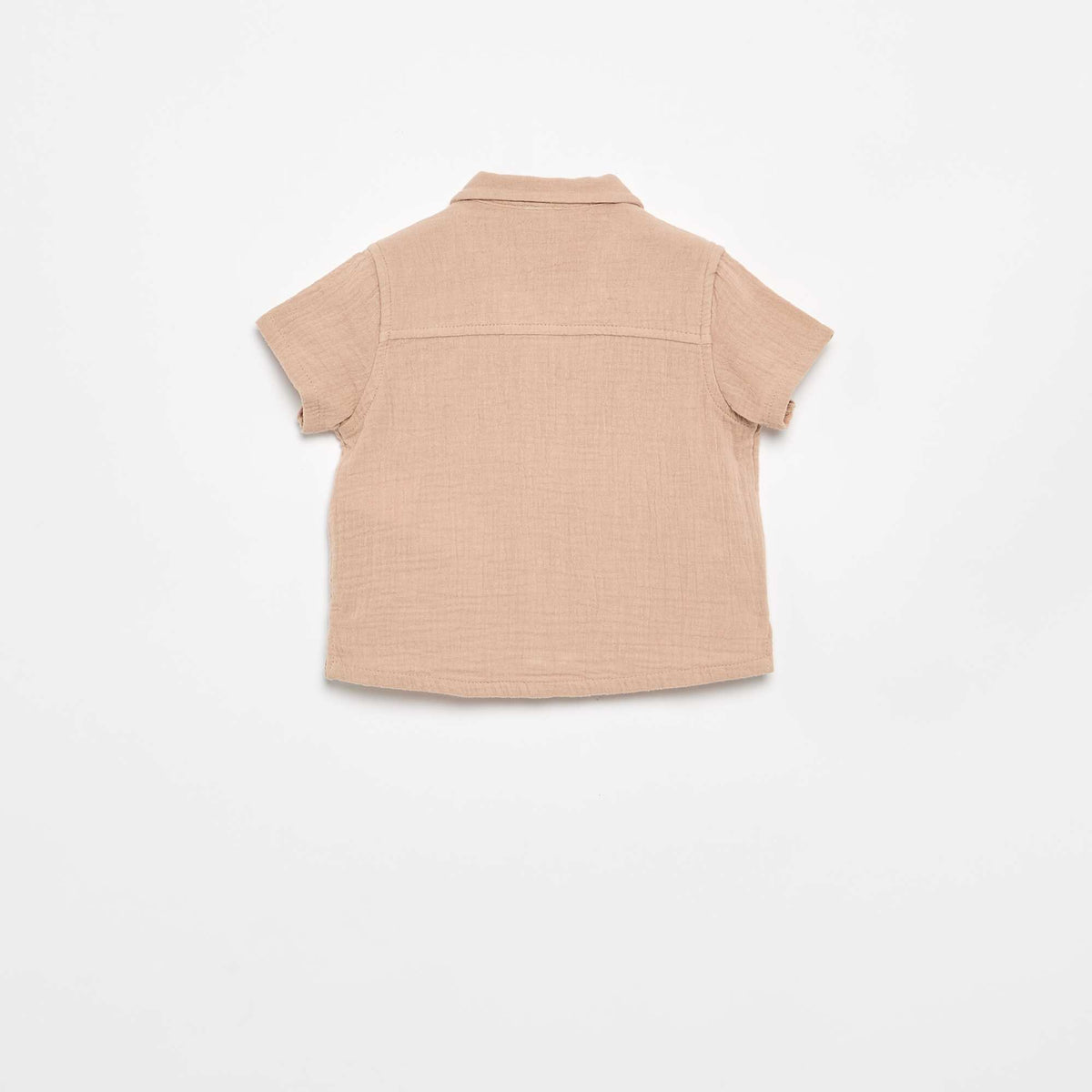 Blouse brodée en gaze de coton MARRON
