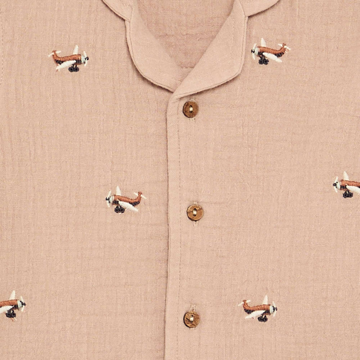 Blouse brodée en gaze de coton MARRON
