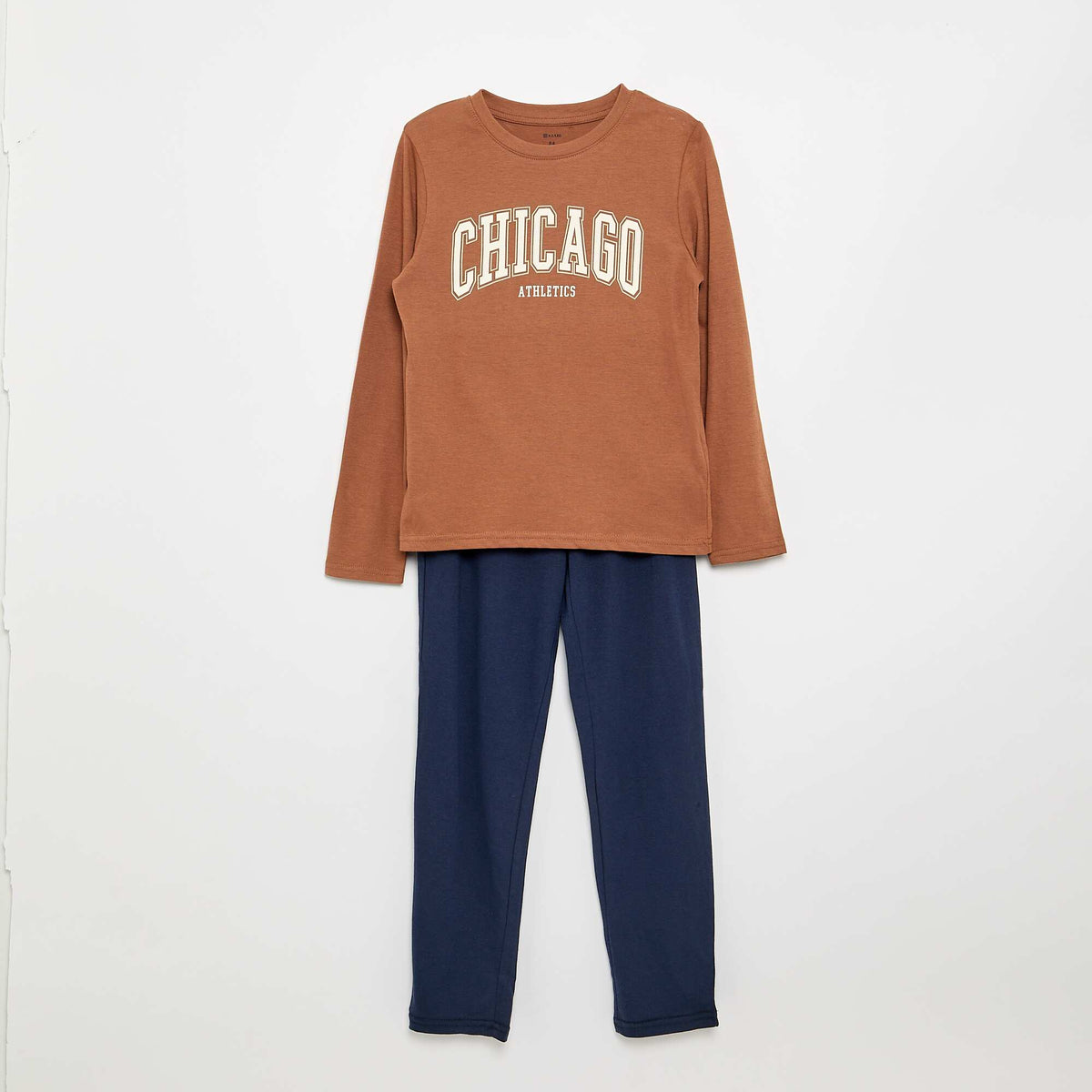 Pyjama 2 pièces - T-shirt à manches longues + pantalon MARRON
