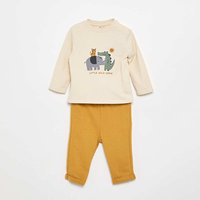 Ensemble T-shirt + pantalon de jogging - 2 pièces BLANC