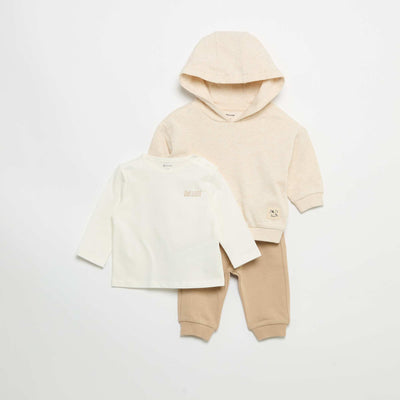 Ensemble sweat + jogging + t-shirt - 3 pièces BEIGE