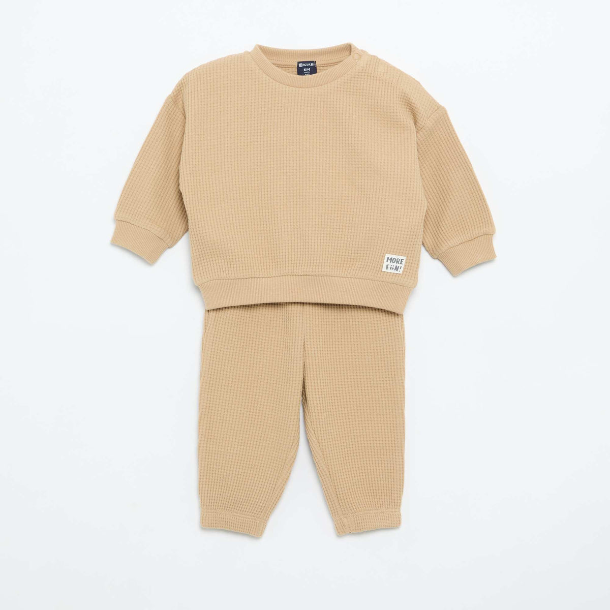 Ensemble de jogging en matière gaufrée - 2 pièces BEIGE