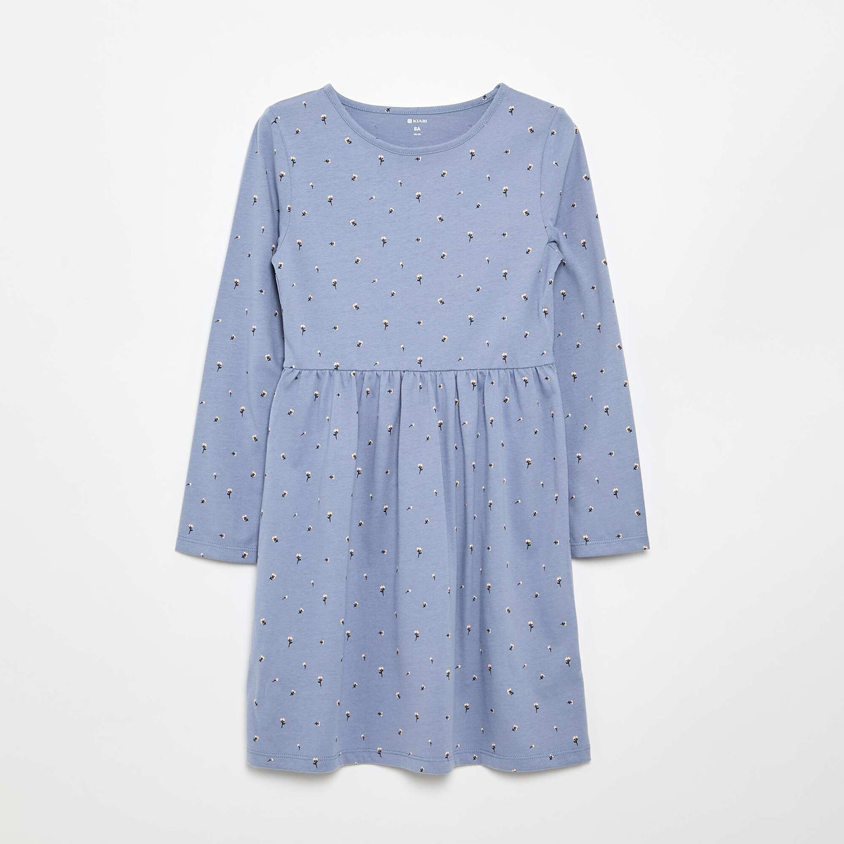Robe à manches longues en jersey de coton BLEU