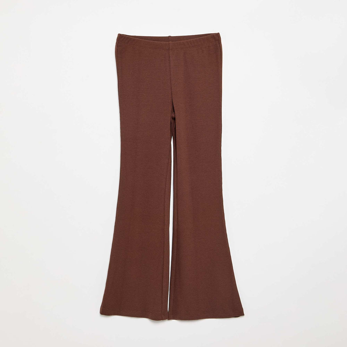 Legging flare en maille côtelée MARRON