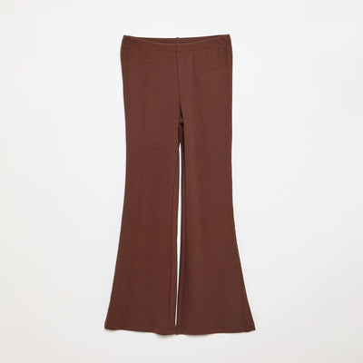 Legging flare en maille côtelée MARRON