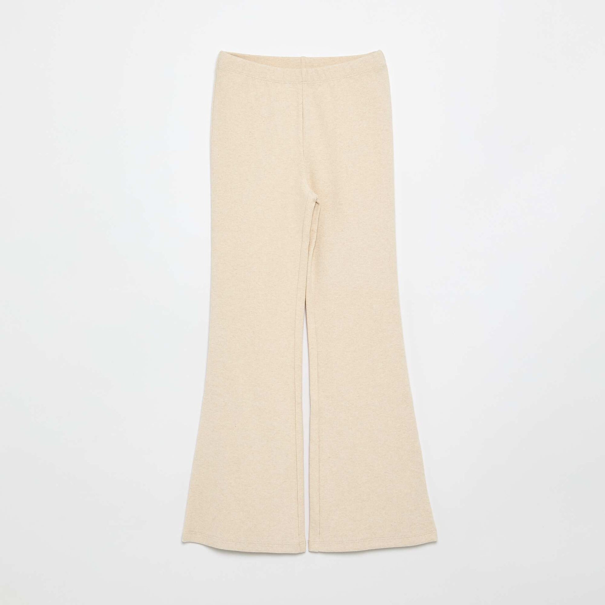 Legging flare en maille côtelée BEIGE