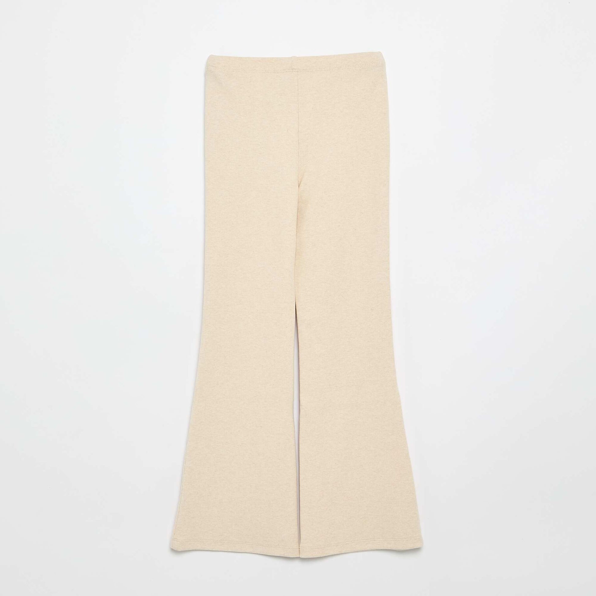 Legging flare en maille côtelée BEIGE
