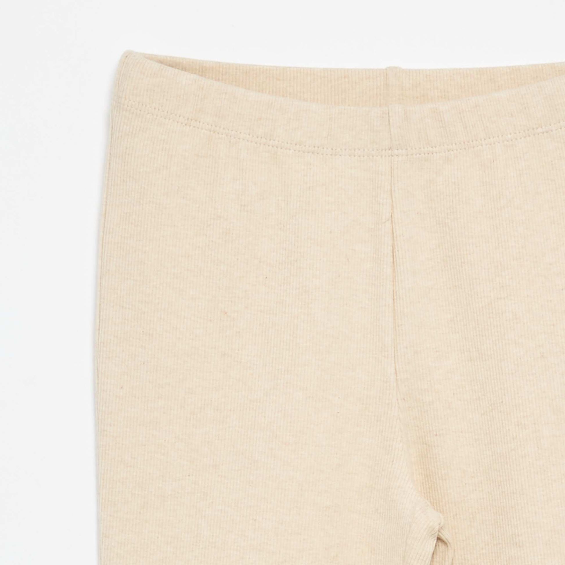 Legging flare en maille côtelée BEIGE