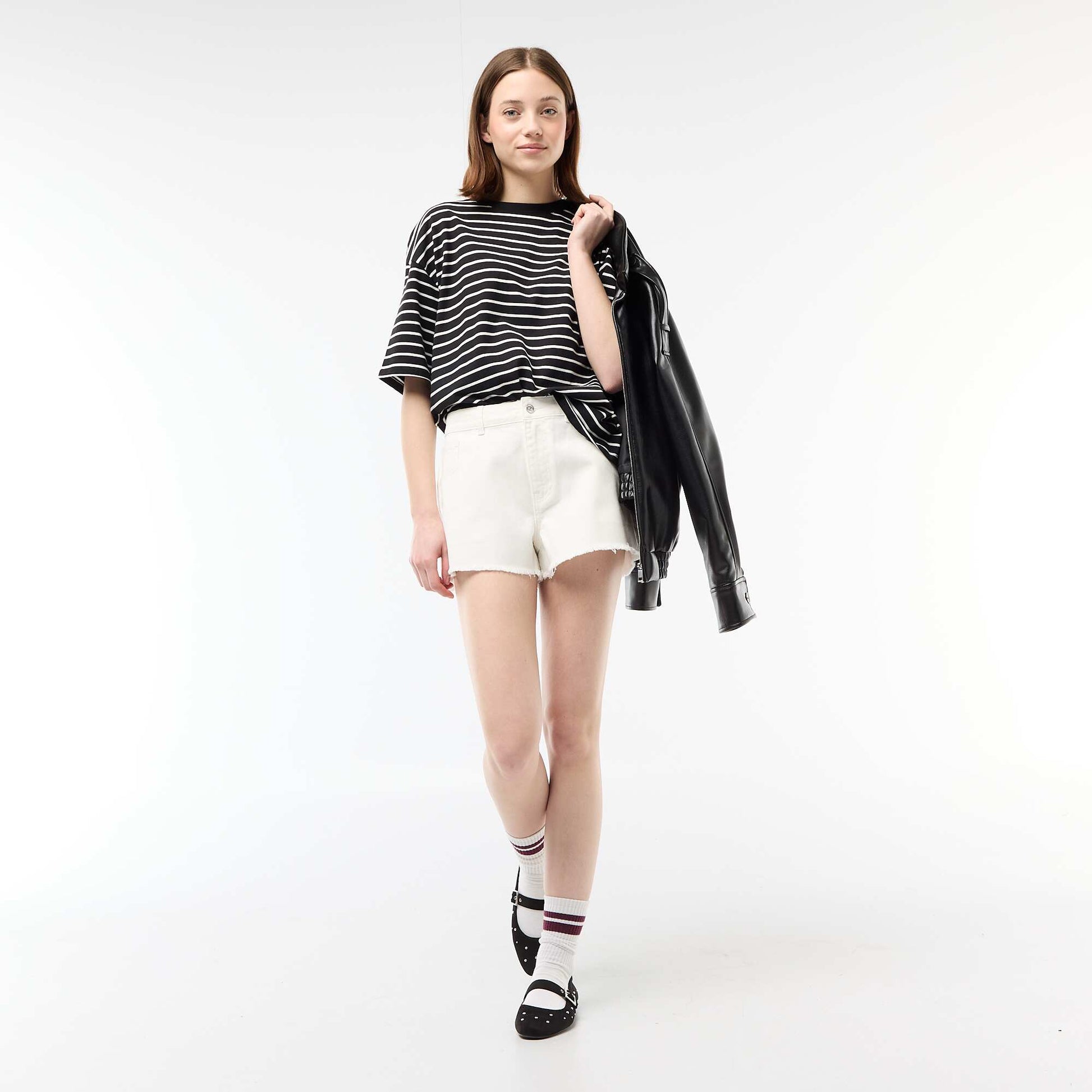 Mini-short en twill BLANC