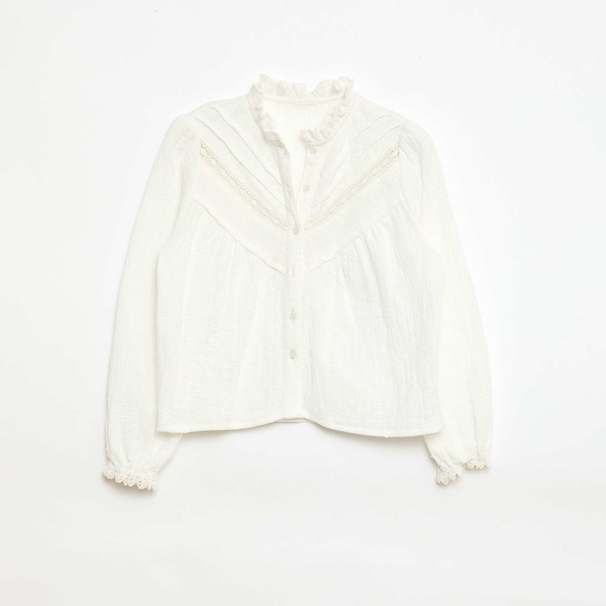 Blouse en coton plumetis BLANC