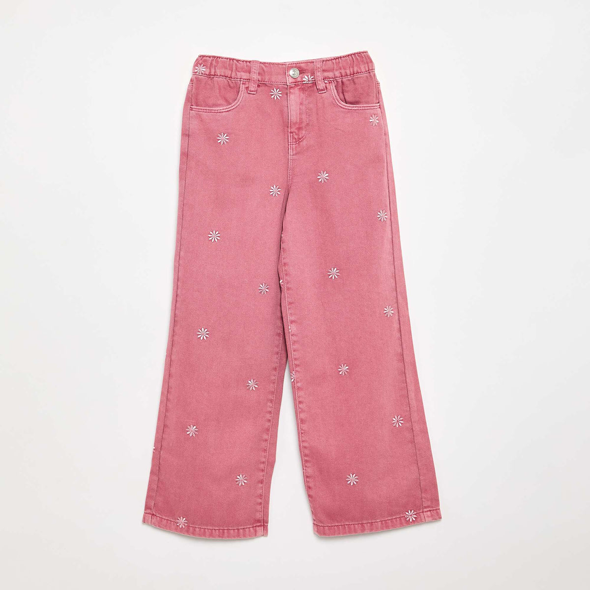 Pantalon brodé en denim ROSE