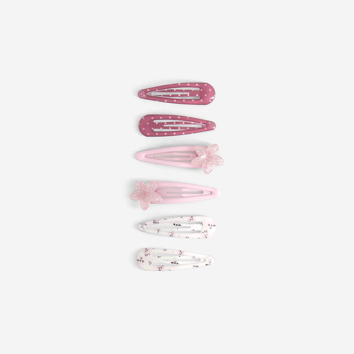 Lot de 6 pinces clic clac ROSE