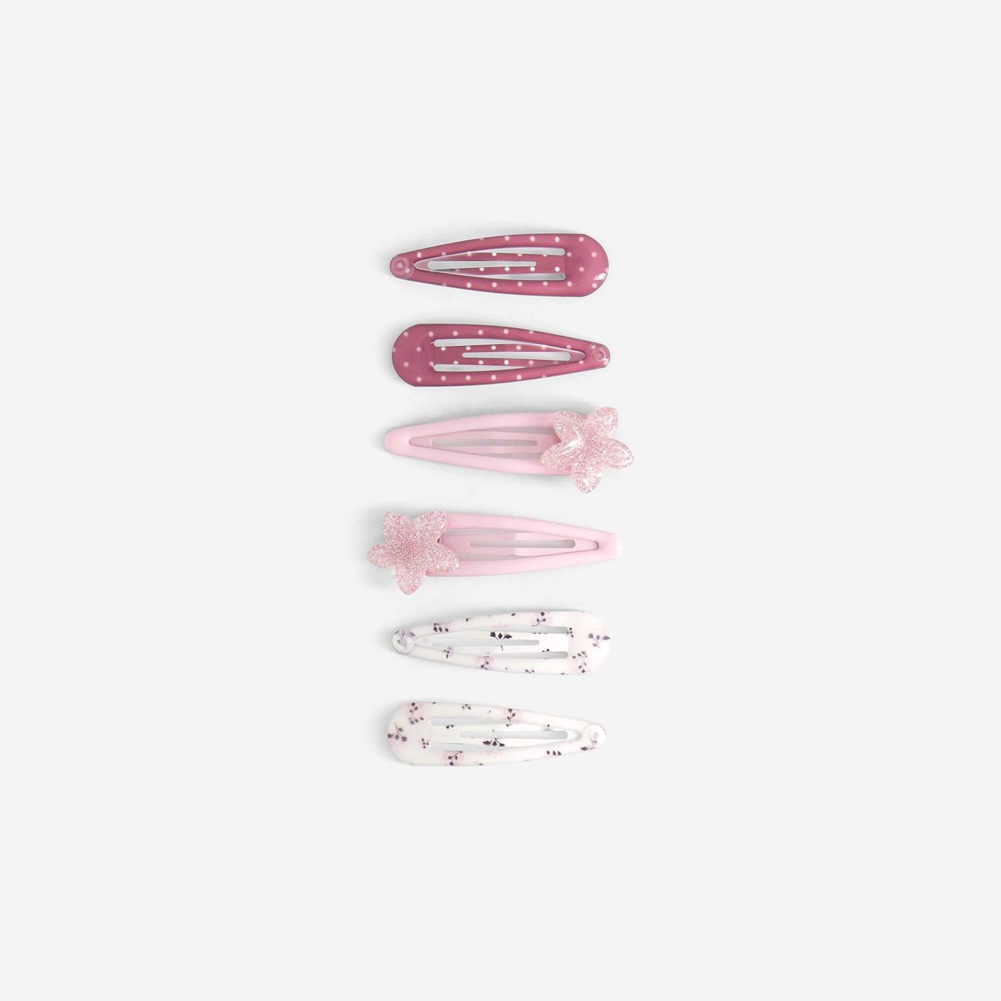 Lot de 6 pinces clic clac ROSE