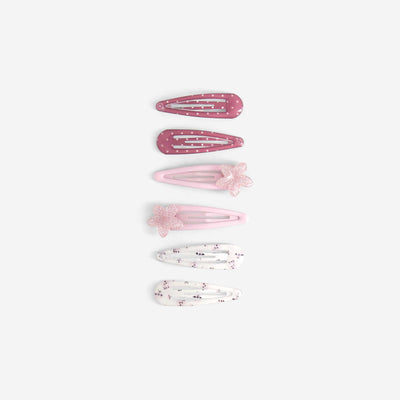 Lot de 6 pinces clic clac ROSE
