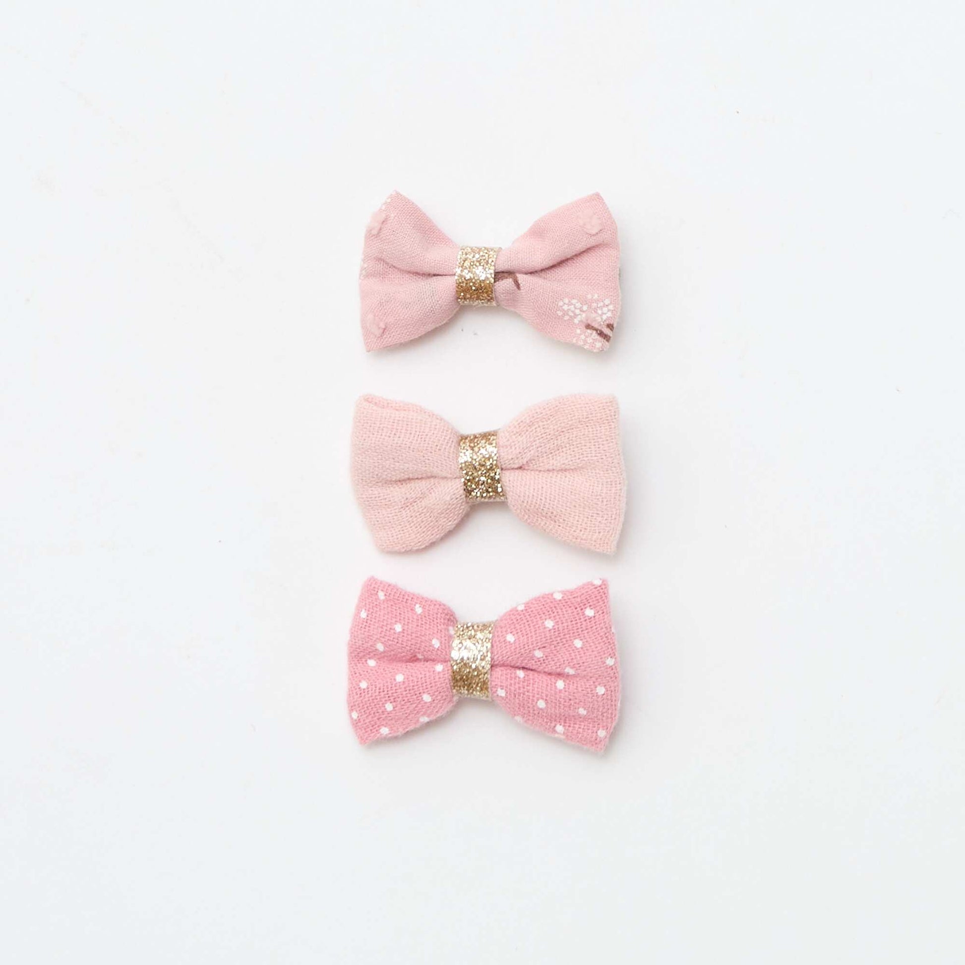 Lot de 3 pinces croco nœuds ROSE