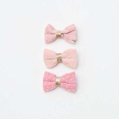 Lot de 3 pinces croco nœuds ROSE