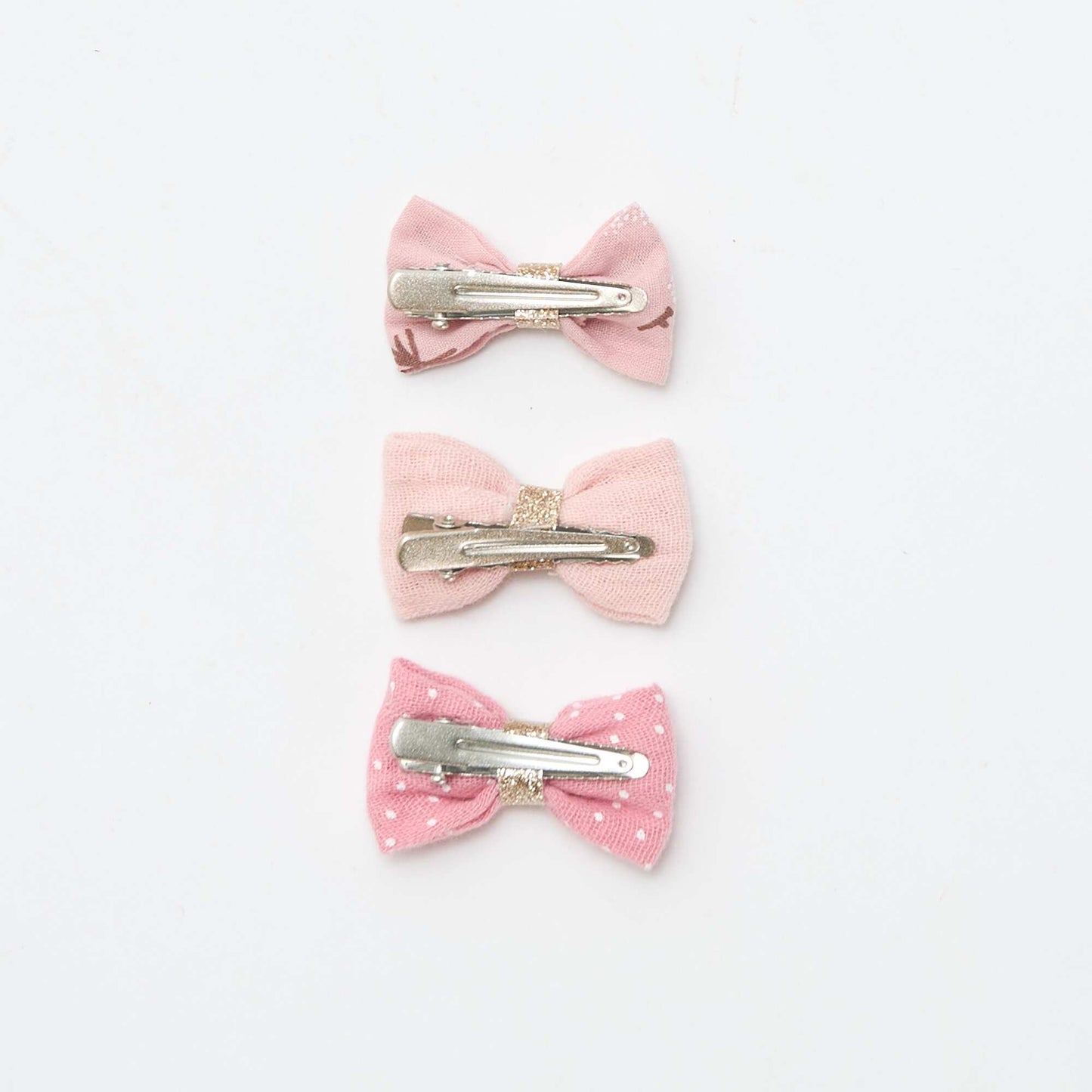 Lot de 3 pinces croco nœuds ROSE