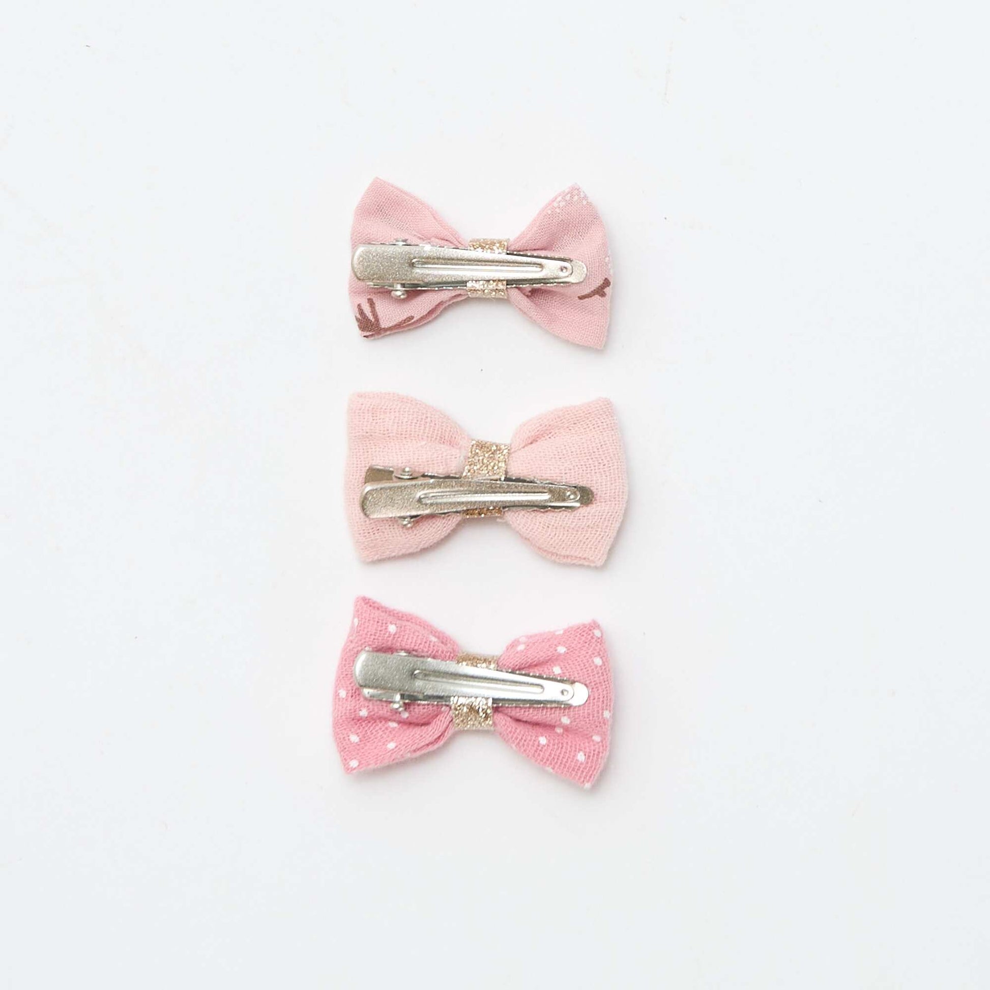 Lot de 3 pinces croco nœuds ROSE