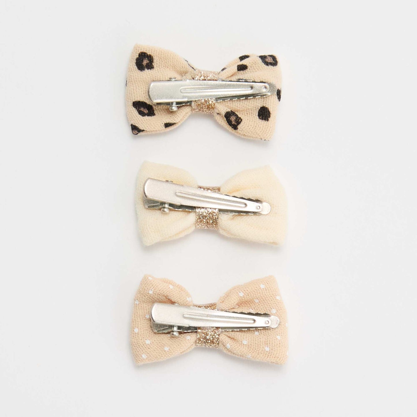 Lot de 3 pinces croco nœuds BEIGE