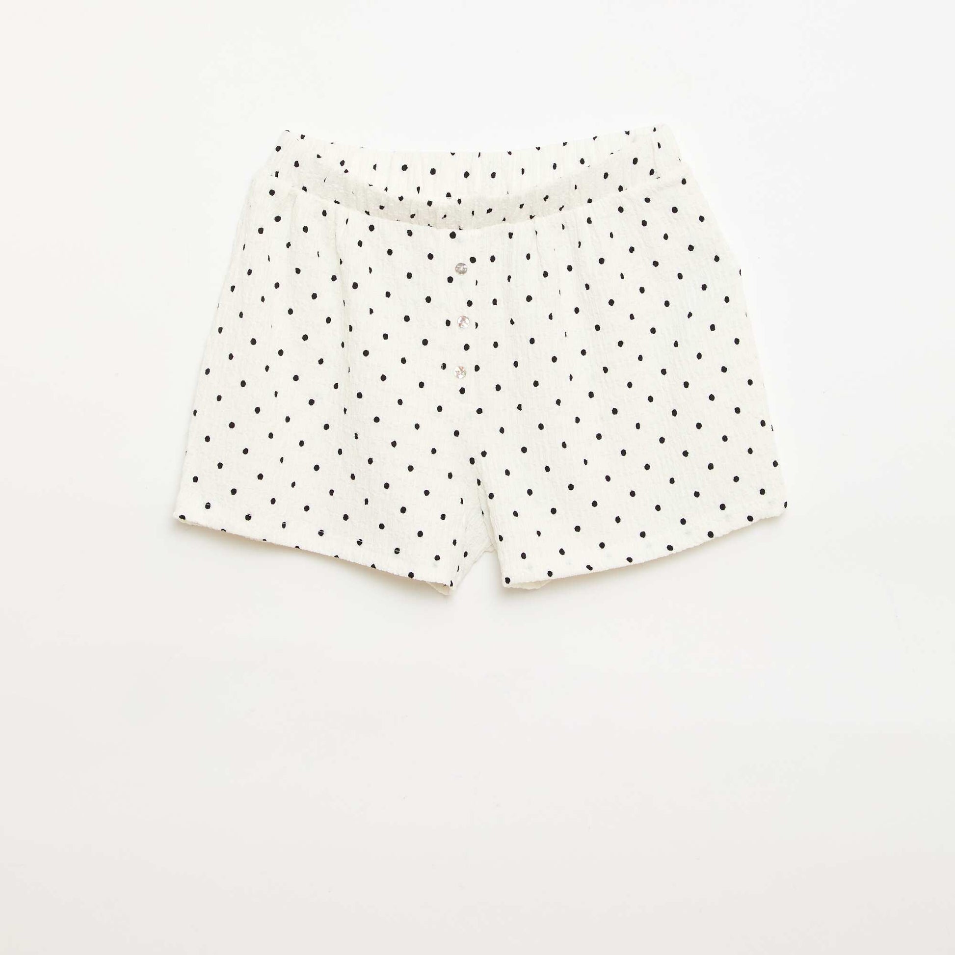 Short en maille gaufrée BLANC