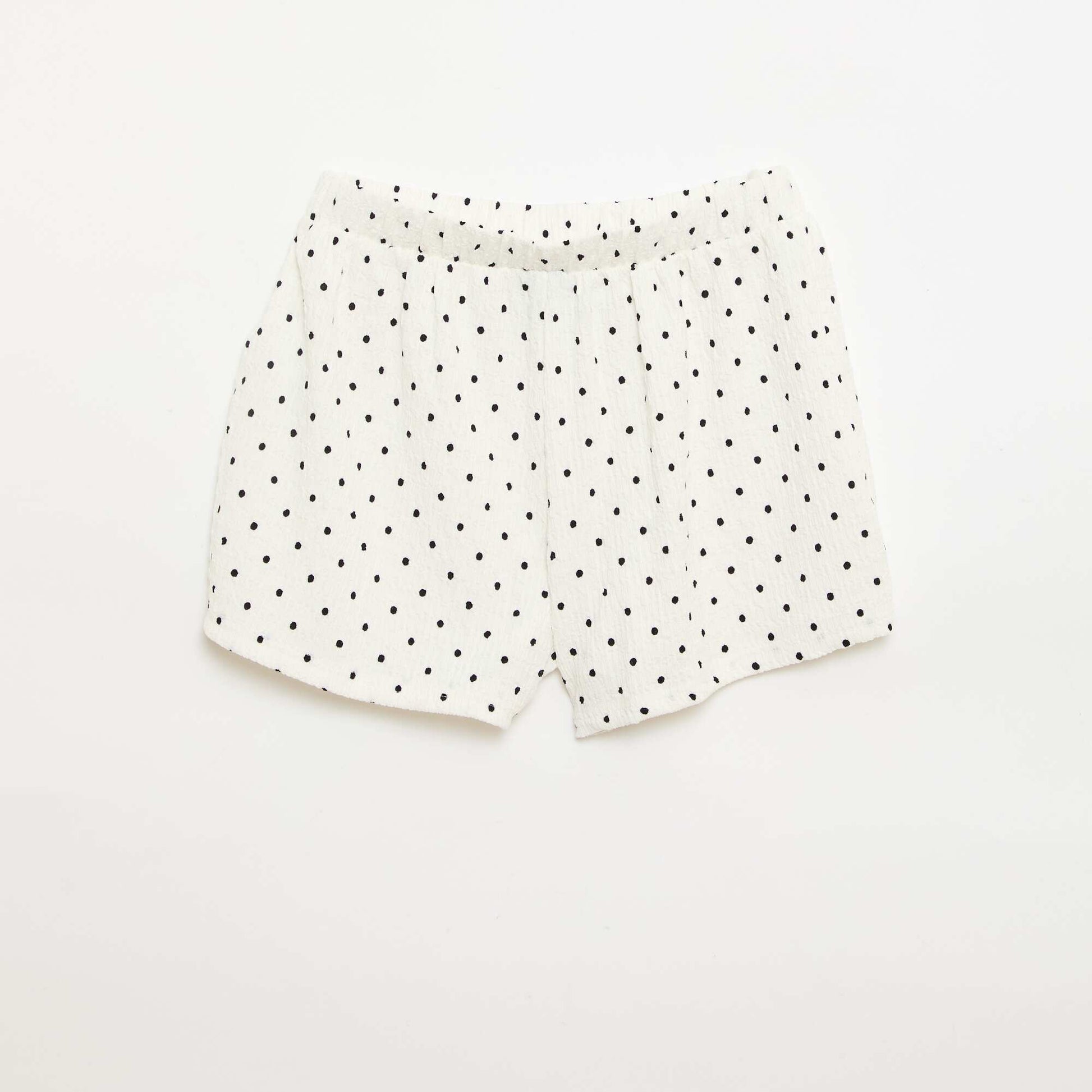 Short en maille gaufrée BLANC