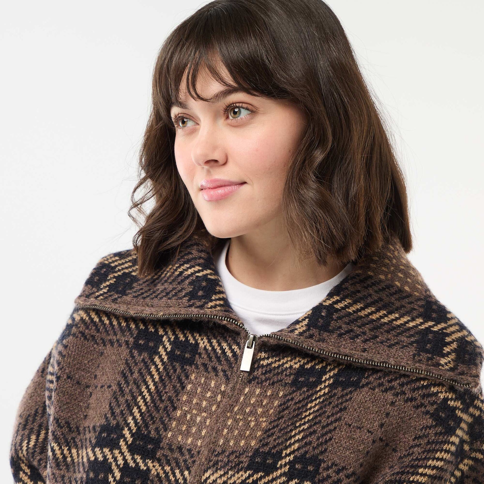 Gilet col montant MARRON
