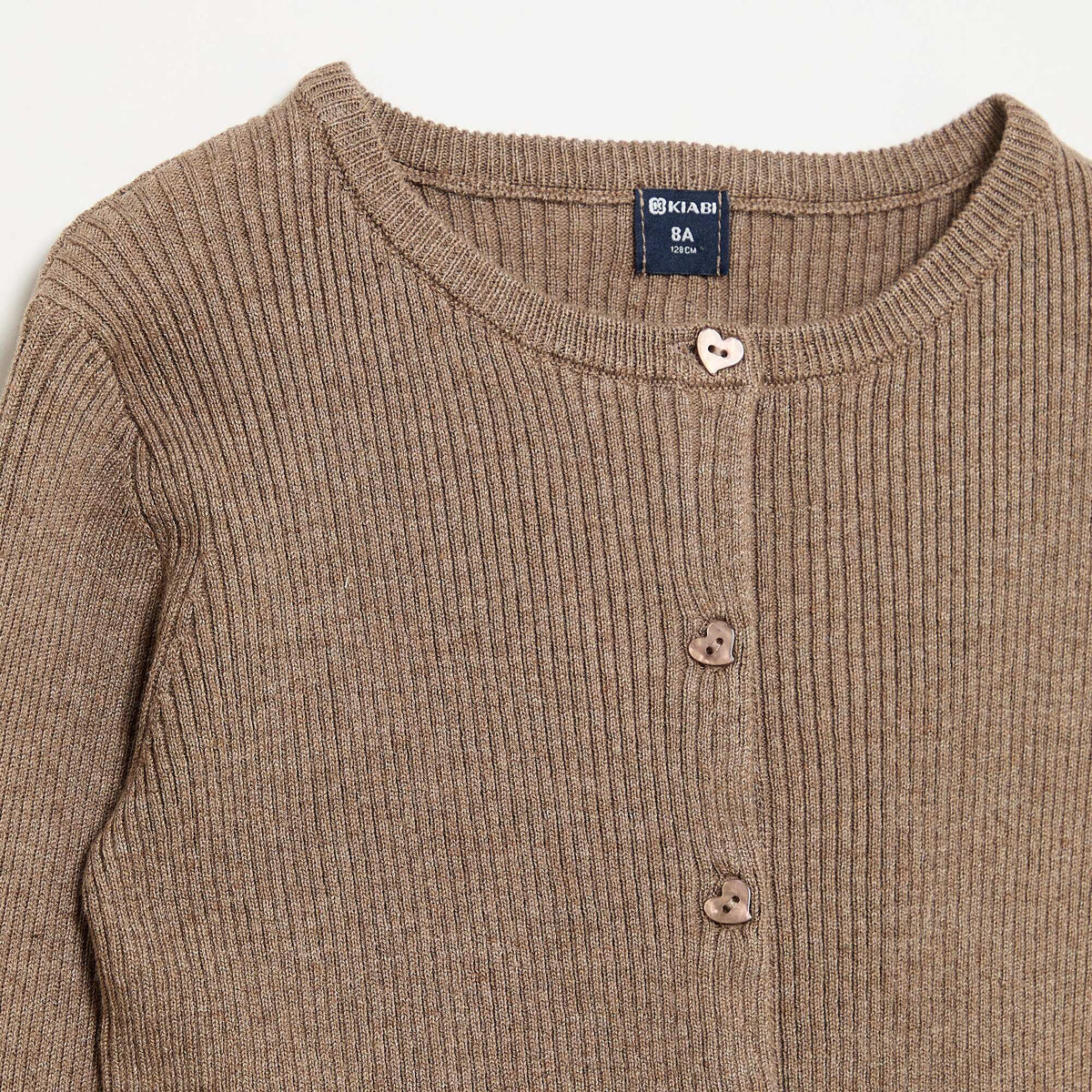 Gilet en maille côtelée à manches longues BEIGE