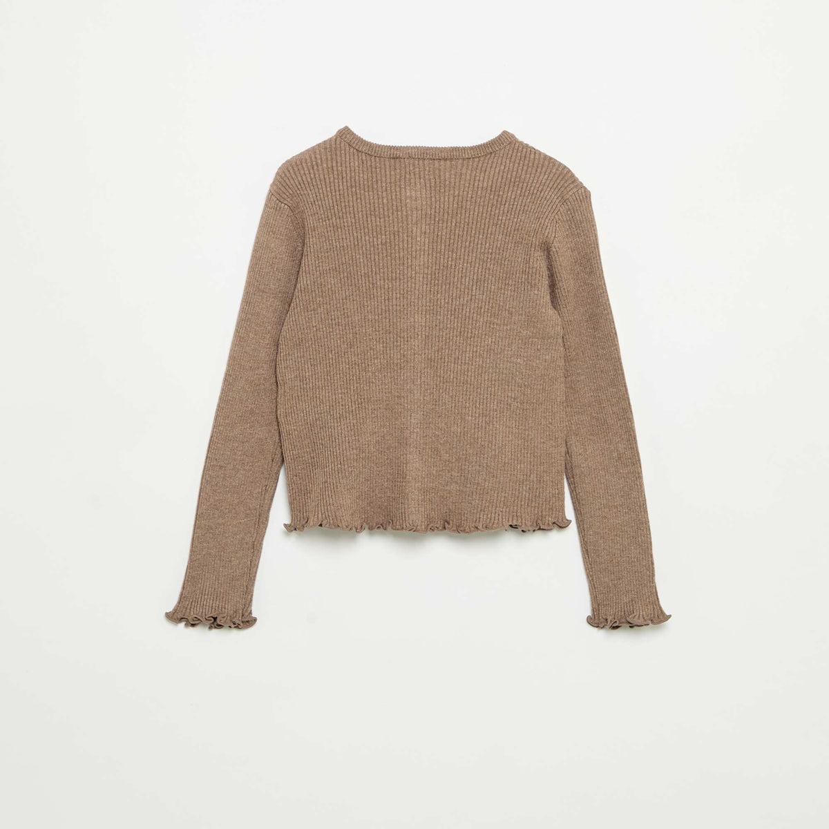 Gilet en maille côtelée à manches longues BEIGE