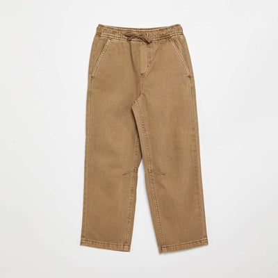 Pantalon relaxed fit taille élastiquée MARRON