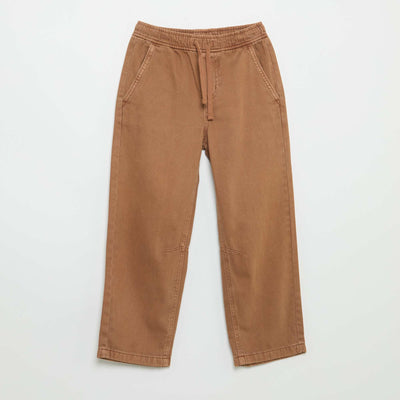Pantalon relaxed fit taille élastiquée MARRON