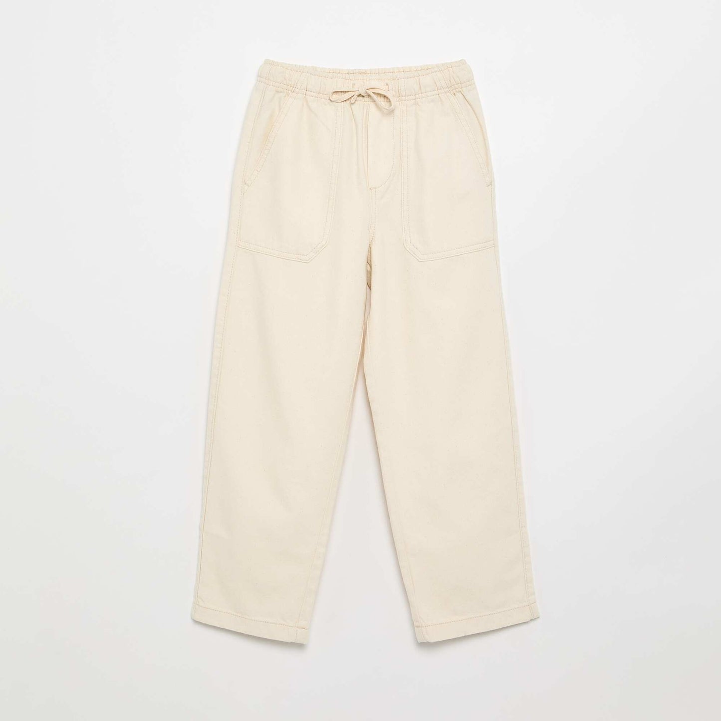 Pantalon en twill avec cordons de serrage BLANC
