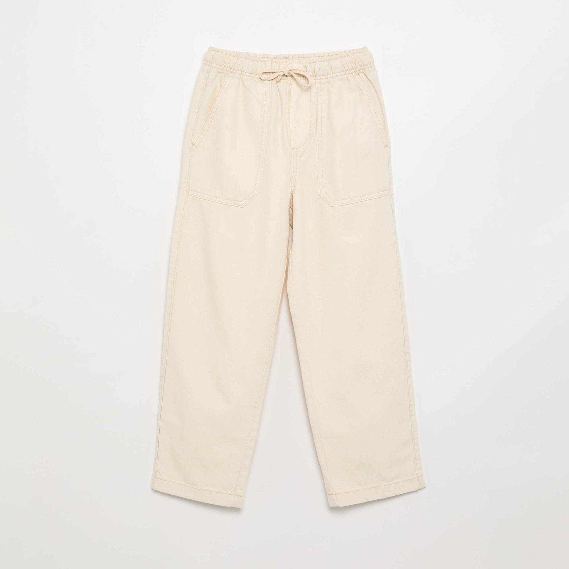 Pantalon en twill avec cordons de serrage BLANC