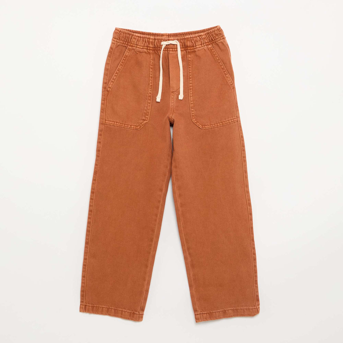 Pantalon en twill avec cordons de serrage ORANGE