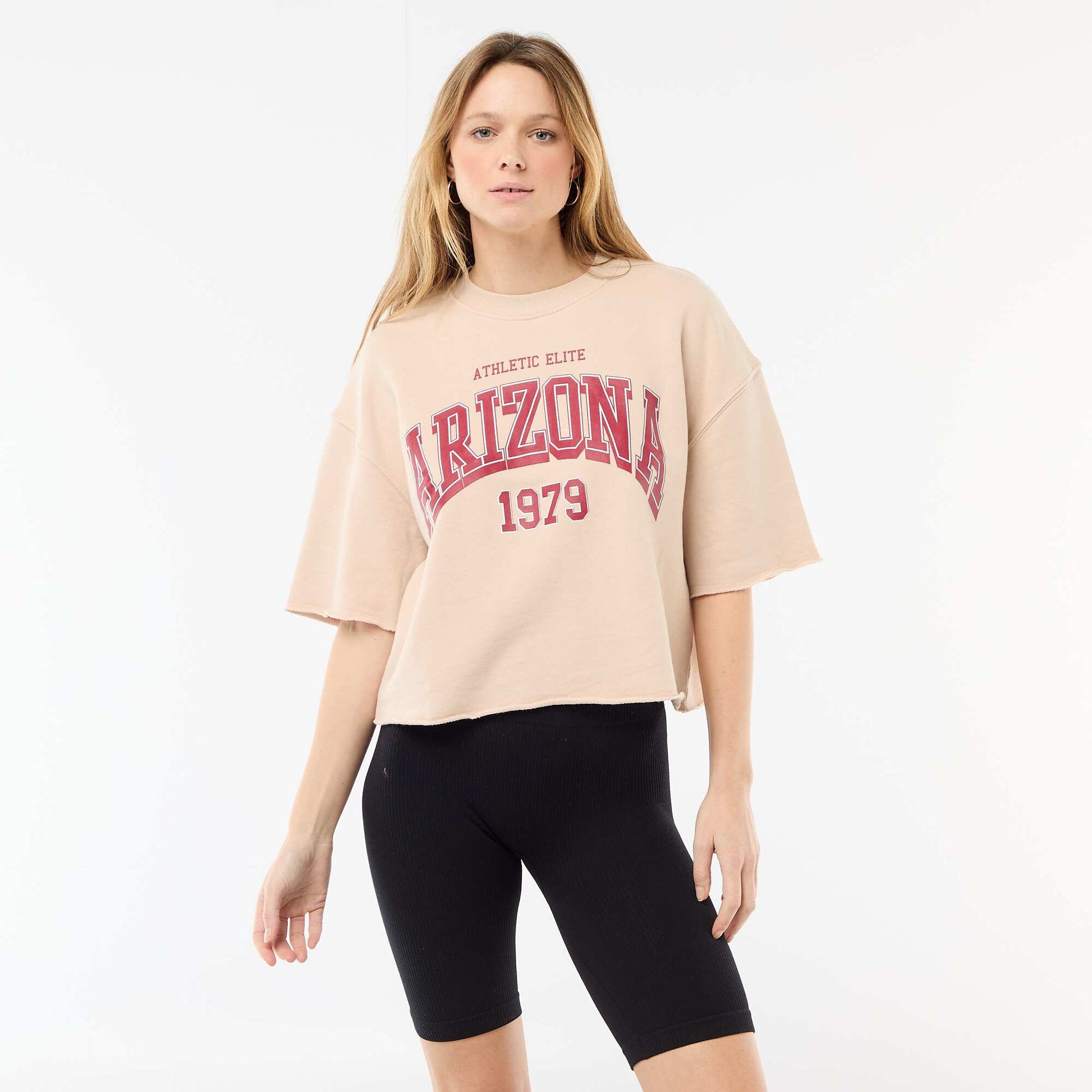 T-shirt manches 3/4 en French Terry BEIGE
