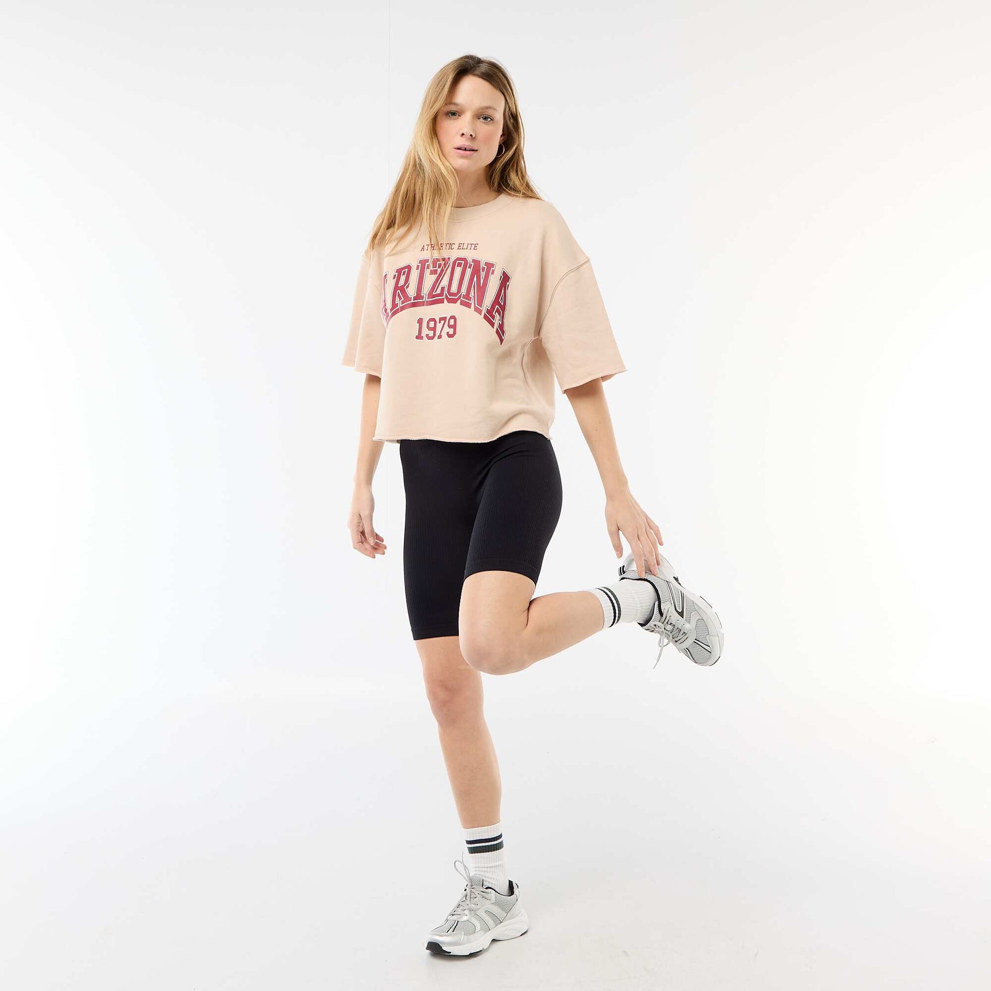 T-shirt manches 3/4 en French Terry BEIGE