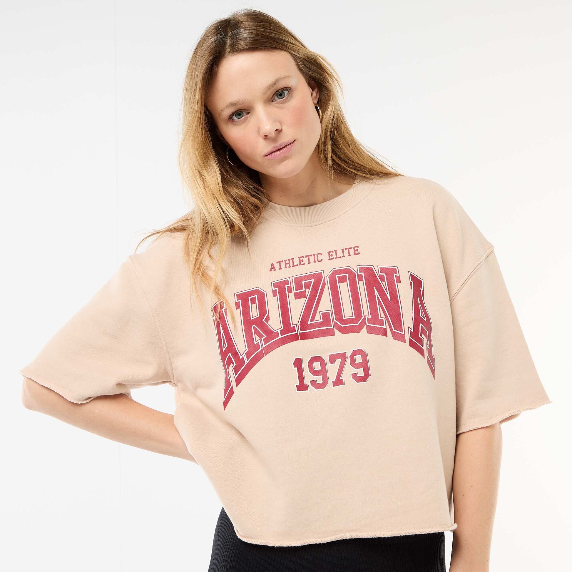 T-shirt manches 3/4 en French Terry BEIGE