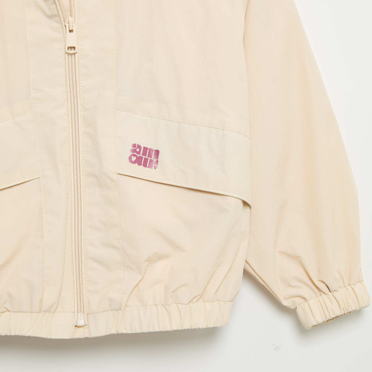Blouson coupe-vent à capuche BEIGE